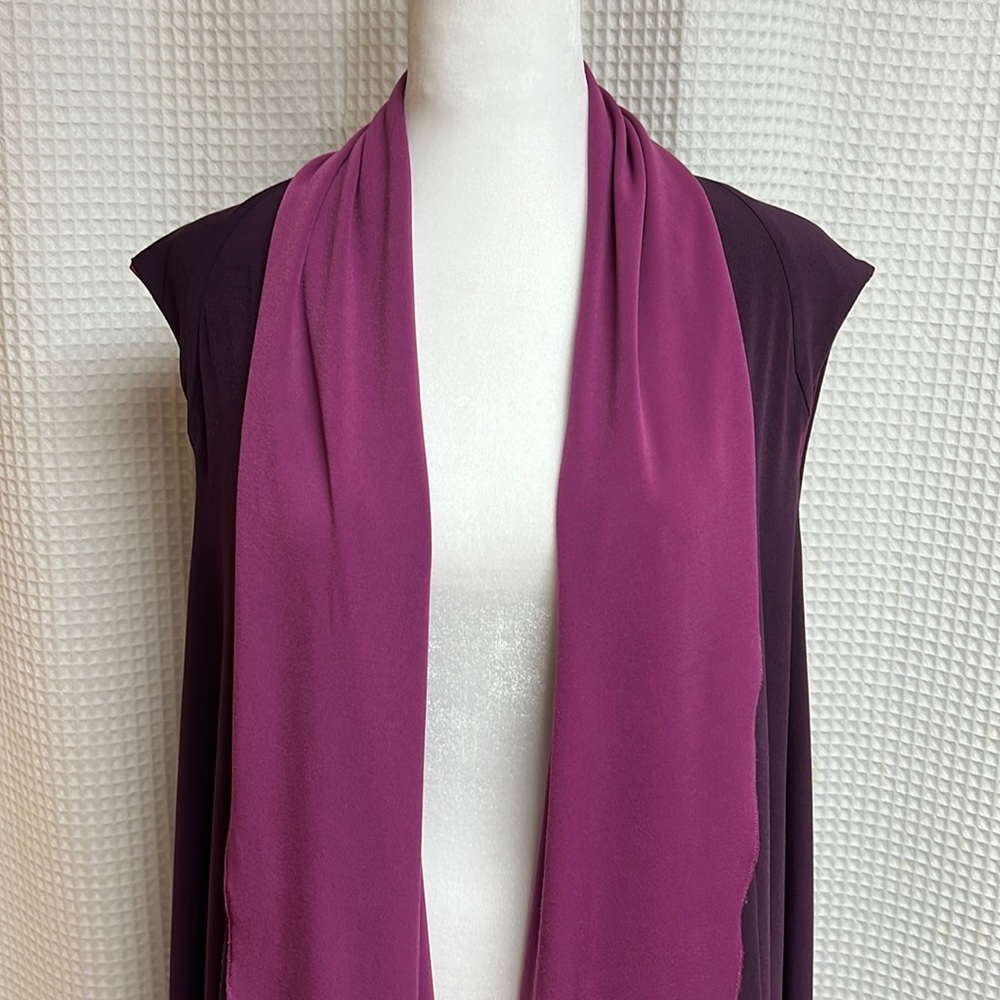 Liquid Knit Reversible Cascading Cardigan Vest Purple/Magenta- XL/1X